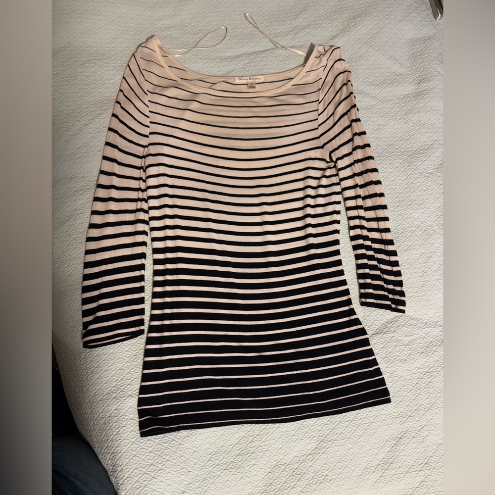 Susan Bristol white and Black Striped top
